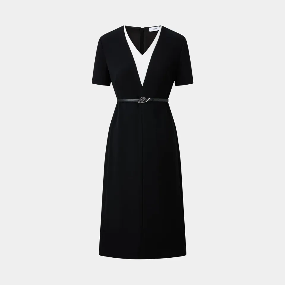 Ports LQ8D012NWB011 tubino nero contrasto bianco