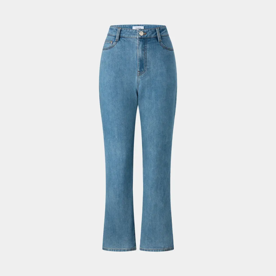 PORTS jeans flare vita alta blu navy