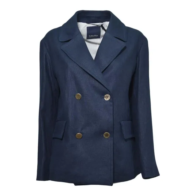 S Max Mara Avenue giacca lino blu notte leggera