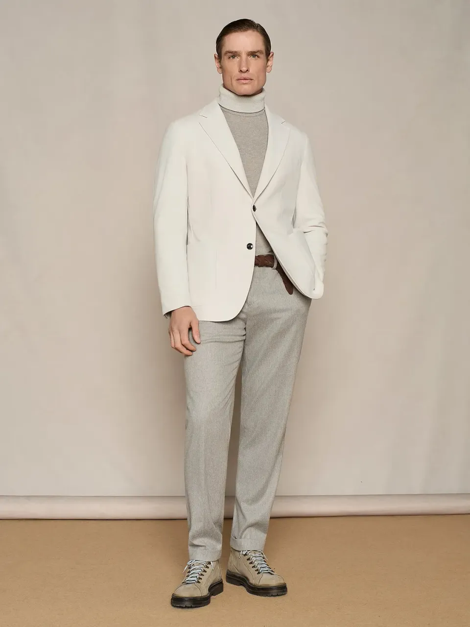 Paul Taylor pantalone wide fit flanella beige