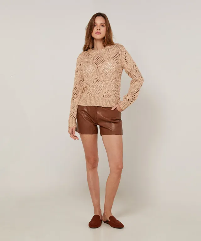 Rodier maglia traforata cotone lana beige ficelle