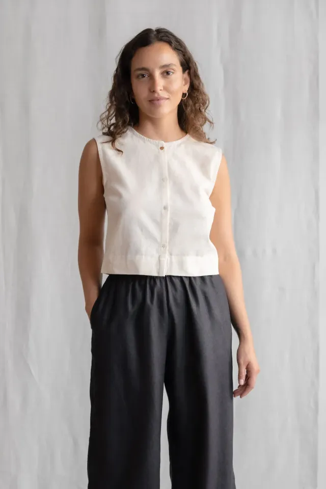 Jyoti Fair Works Diyan top lino cotone crema