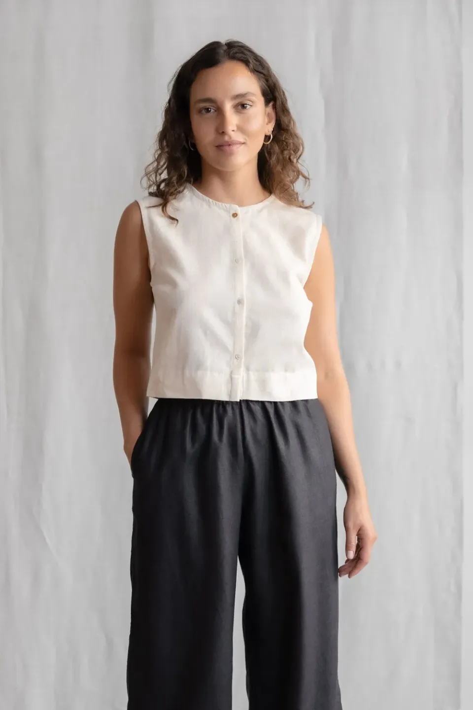 Jyoti Fair Works Diyan top lino cotone crema