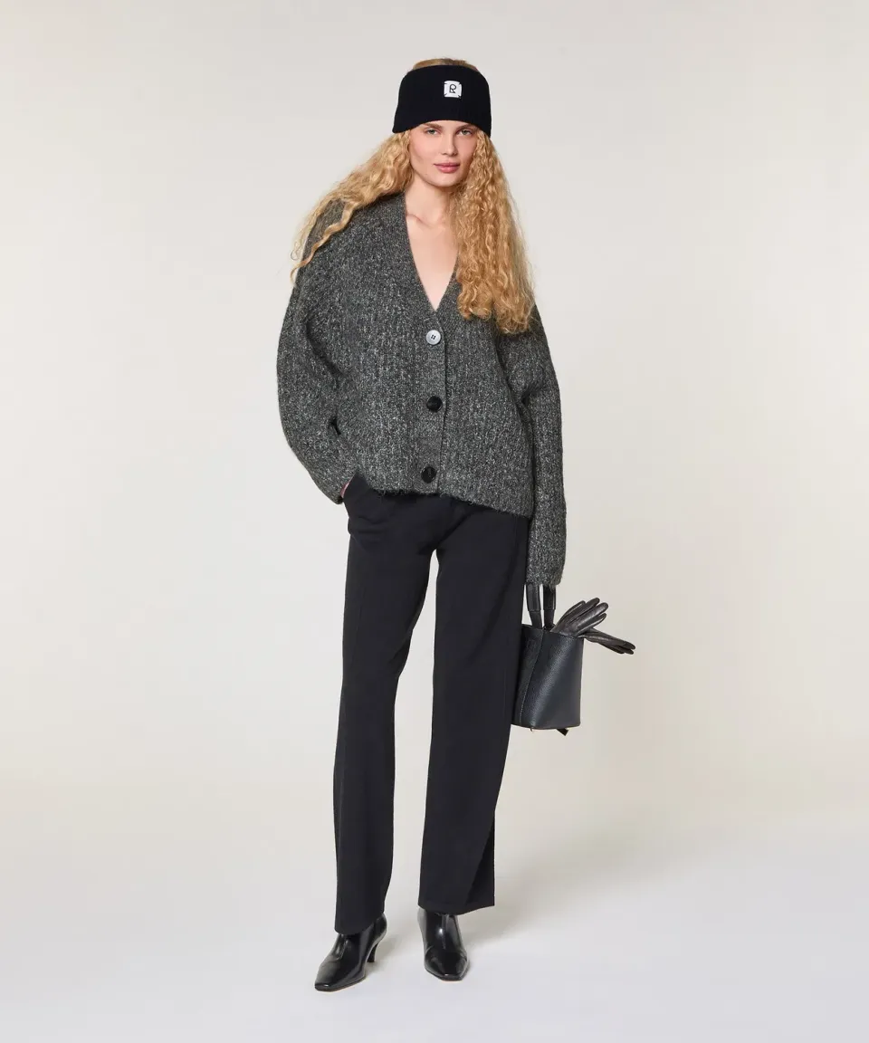 Rodier Cardigan oversize maglia grossa grigio