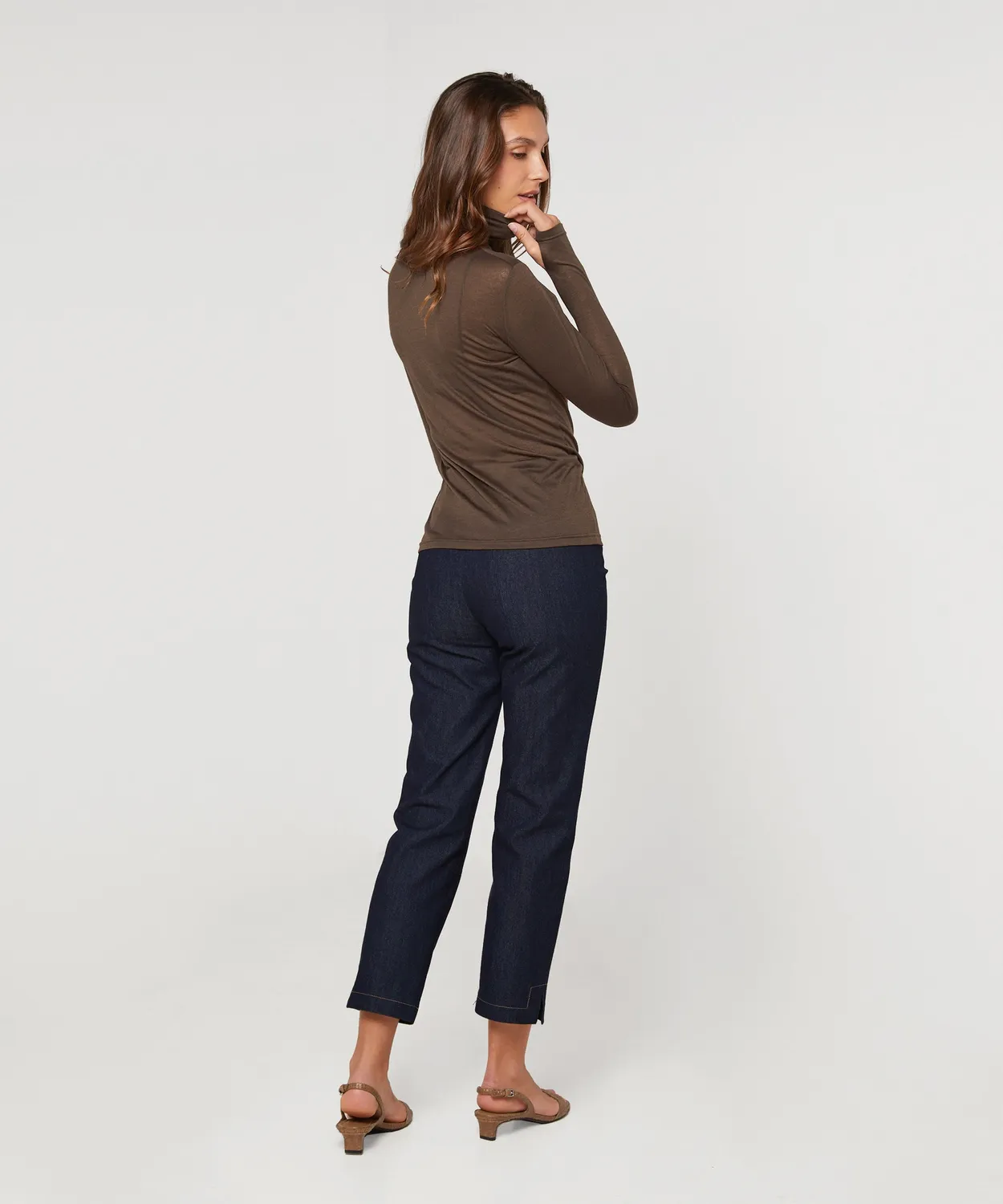 Rodier t-shirt collo alto marrone donna