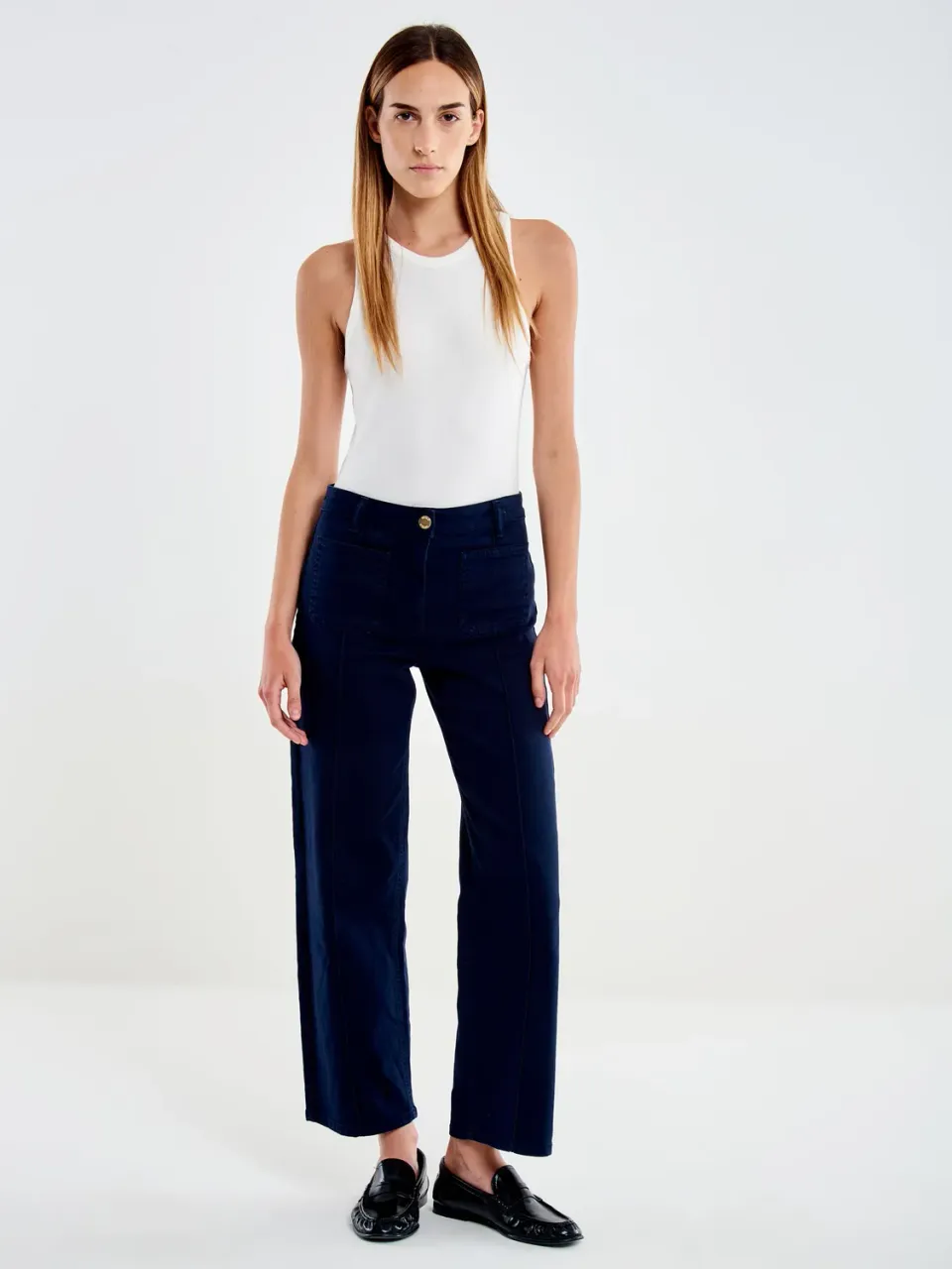 Vicolo Jeans Selene Blu jeans dritti cropped blu scuro