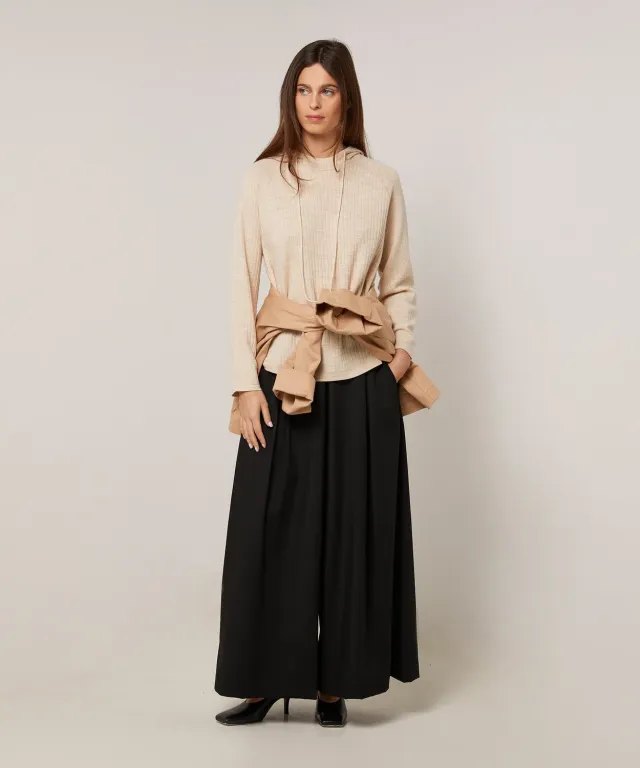 Rodier maglione cappuccio lana beige chiné