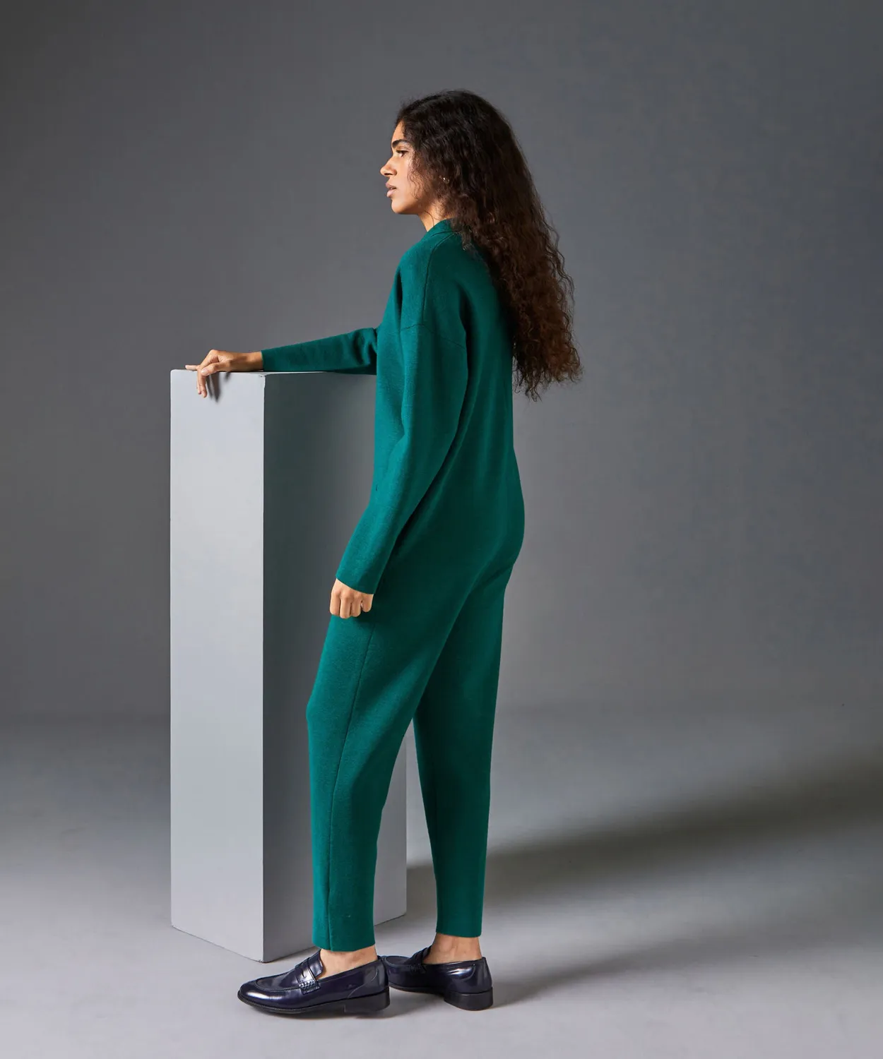 Rodier Tuta Lana Merino Verde Anatra Punto Milano