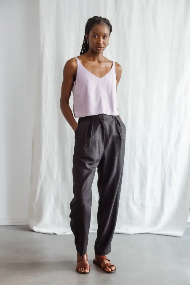 Jyoti Vishraam pantaloni neri canapa tencel
