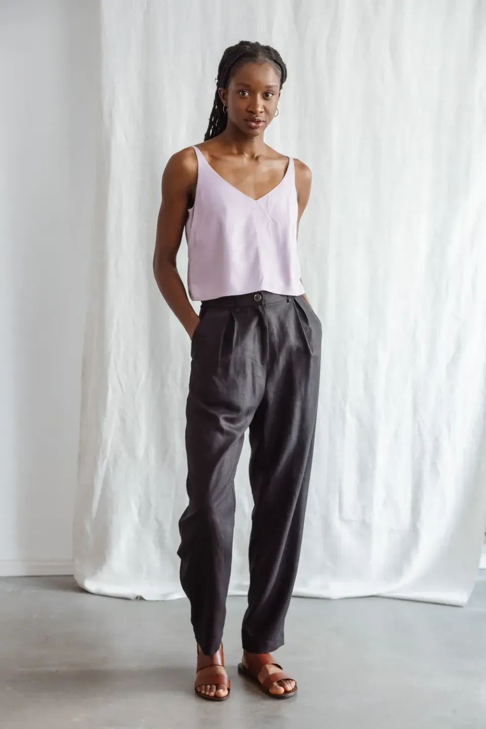 Jyoti Vishraam pantaloni neri canapa tencel
