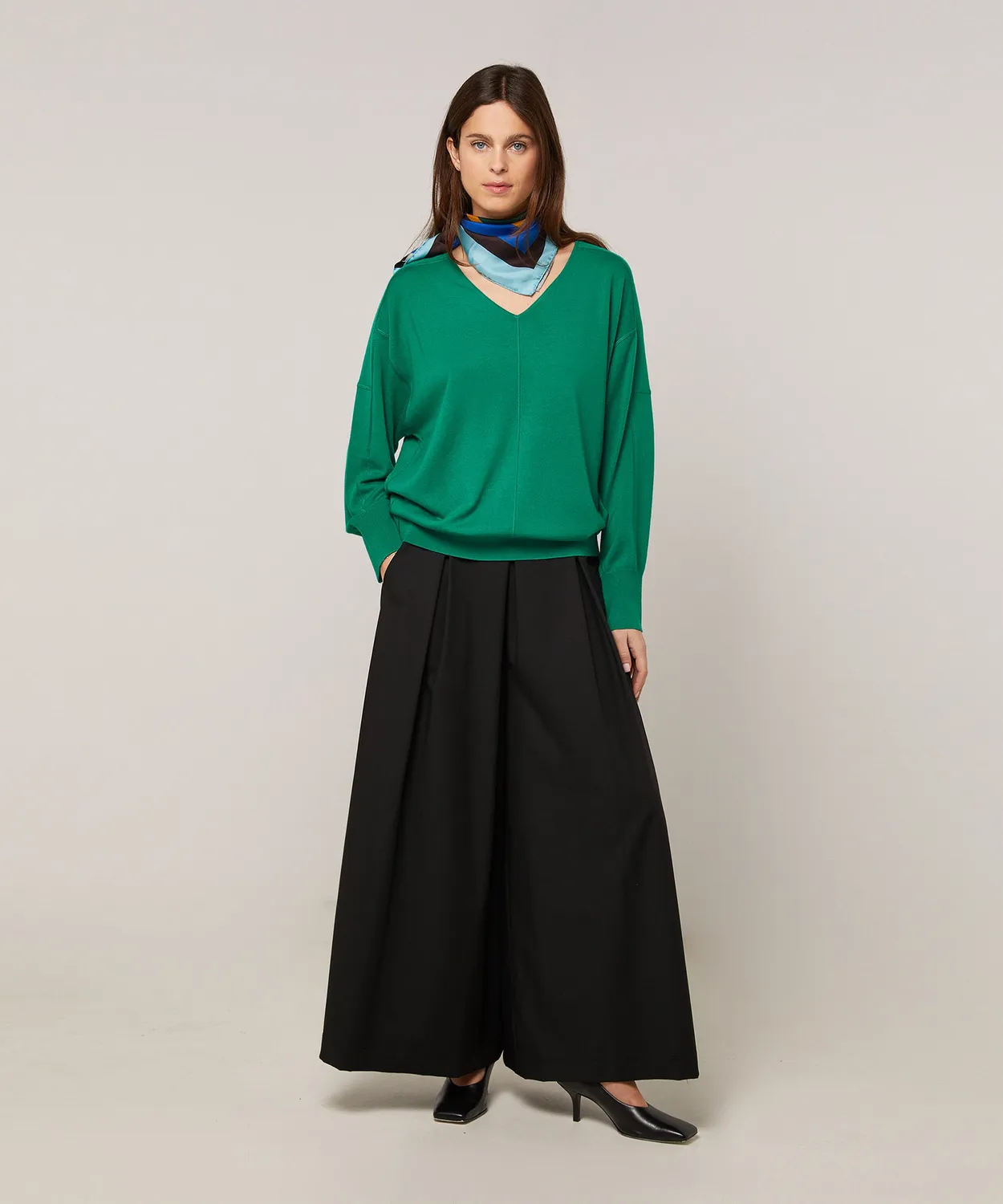 Rodier Maglione Scollo a V Oversize Verde Smeraldo