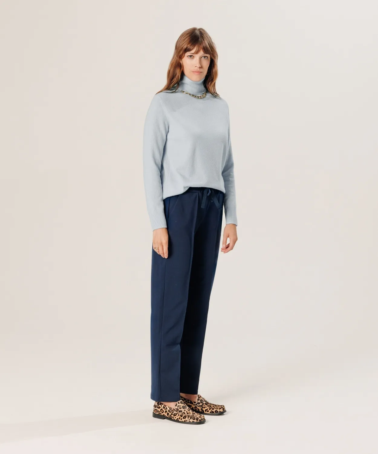 Rodier Maglione Dolcevita Cashmere Celeste