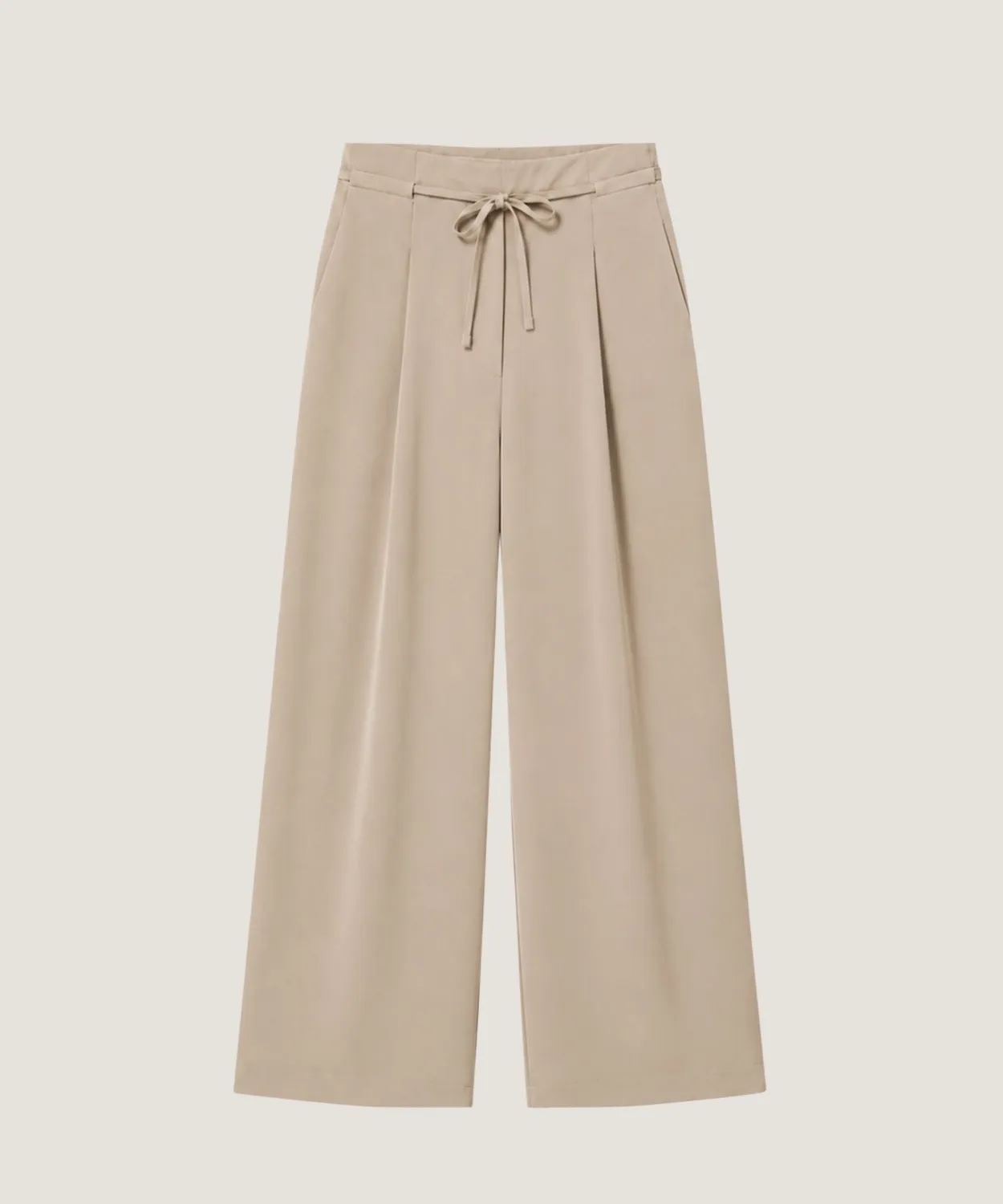 Rodier pantaloni larghi fluidi beige scuro gamba ampia