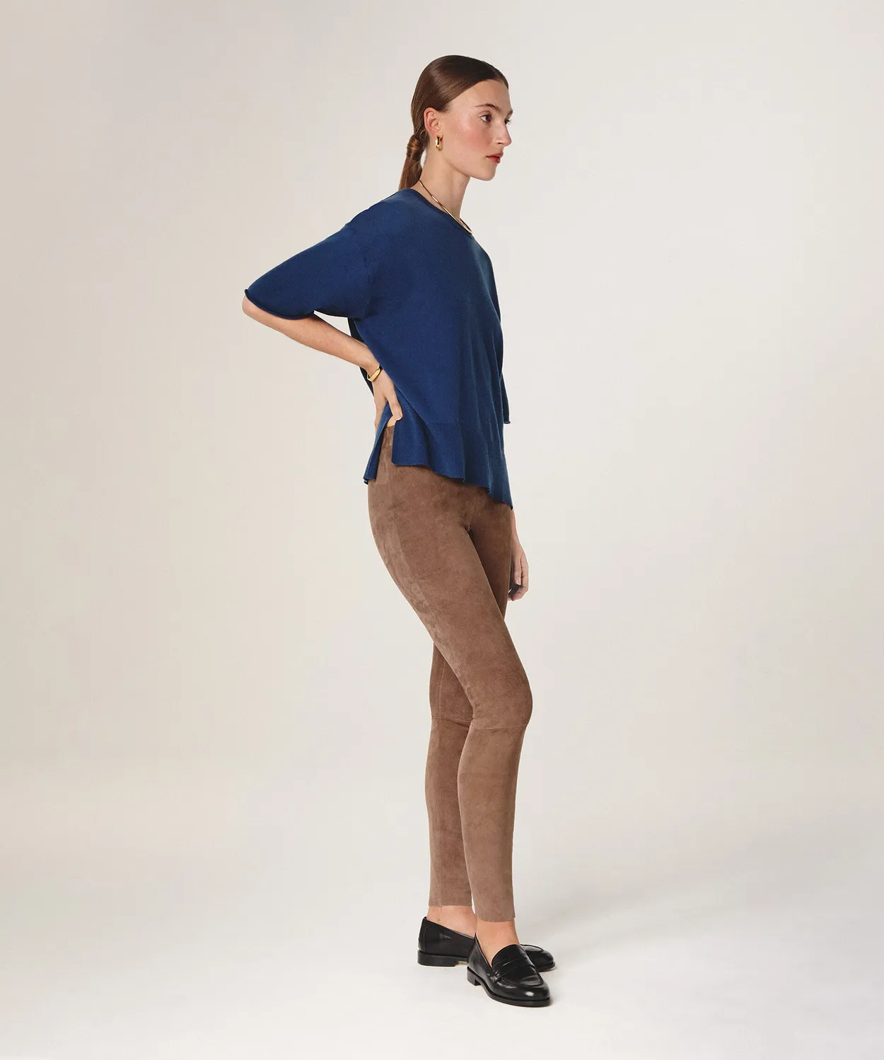 Rodier leggings pelle agnello ice brown stretch