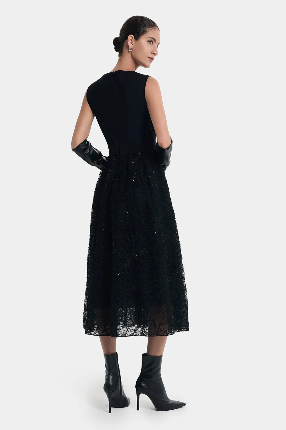 Ports Glamour abito paillette nero maglia pizzo