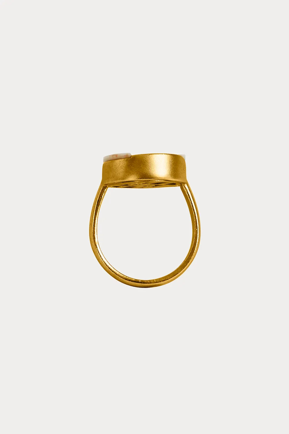 Ports anello cocktail oro smalto rosa cipria