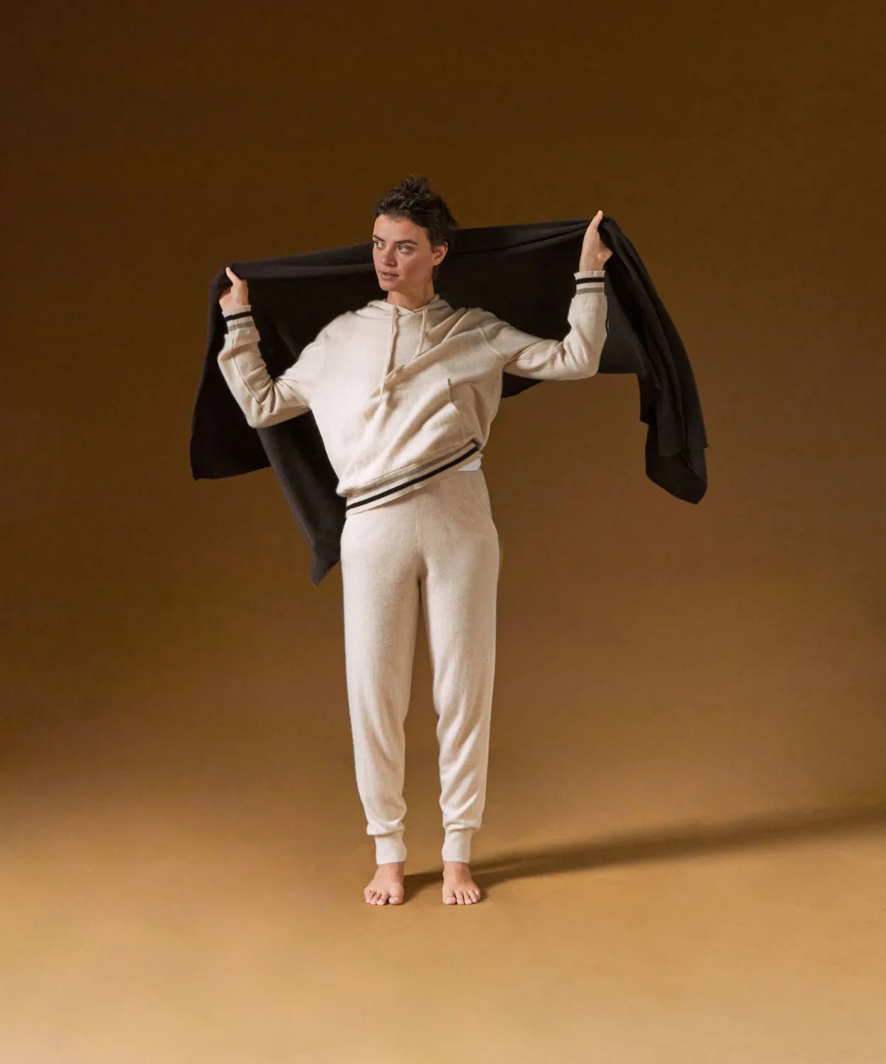 Rodier maglione con cappuccio cashmere bianco crema donna