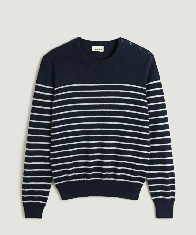 Rodier maglione marinaio cashmere uomo blu navy righe