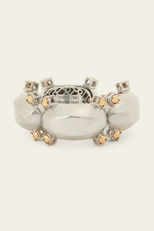 PORTS Maxi Metal Double Stud anello bicolore oro e argento