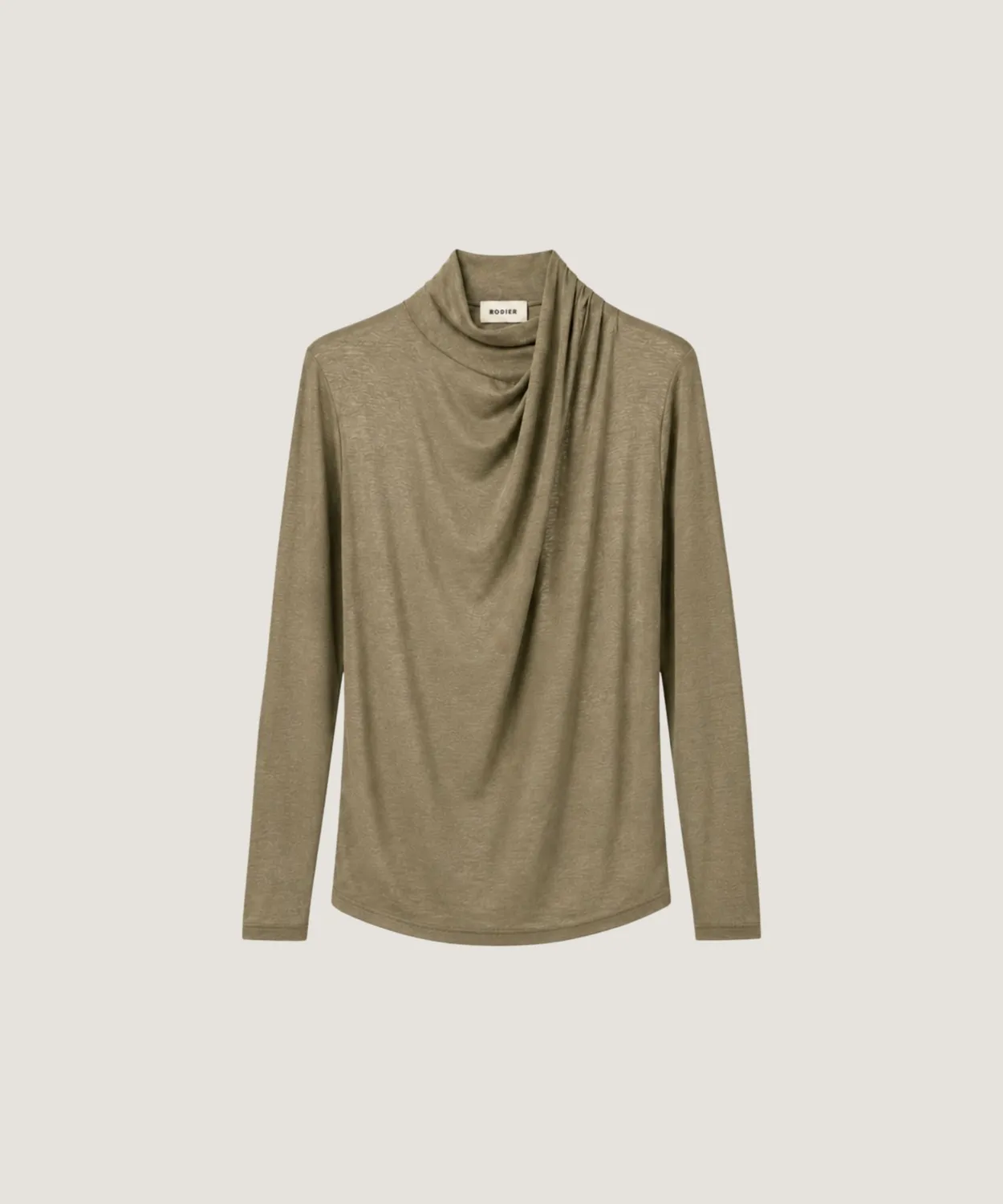 Rodier T-shirt drappeggiata maglia fine talpa collo alto