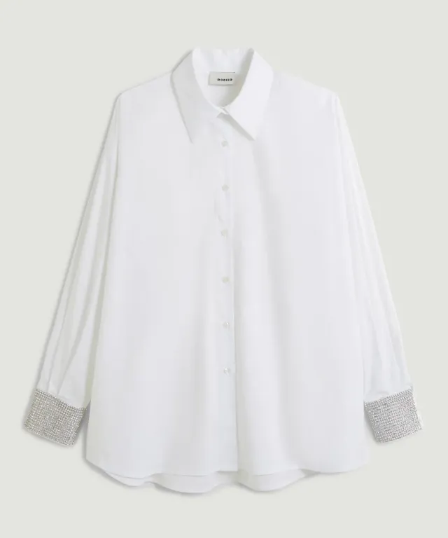 Rodier Camicia Bianca Oversize con Strass