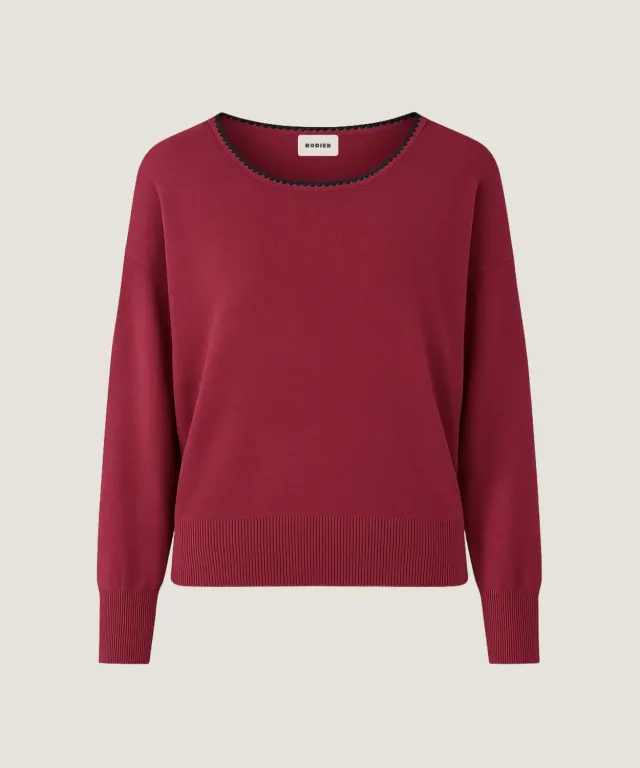 Rodier maglione girocollo maglia fine granata donna