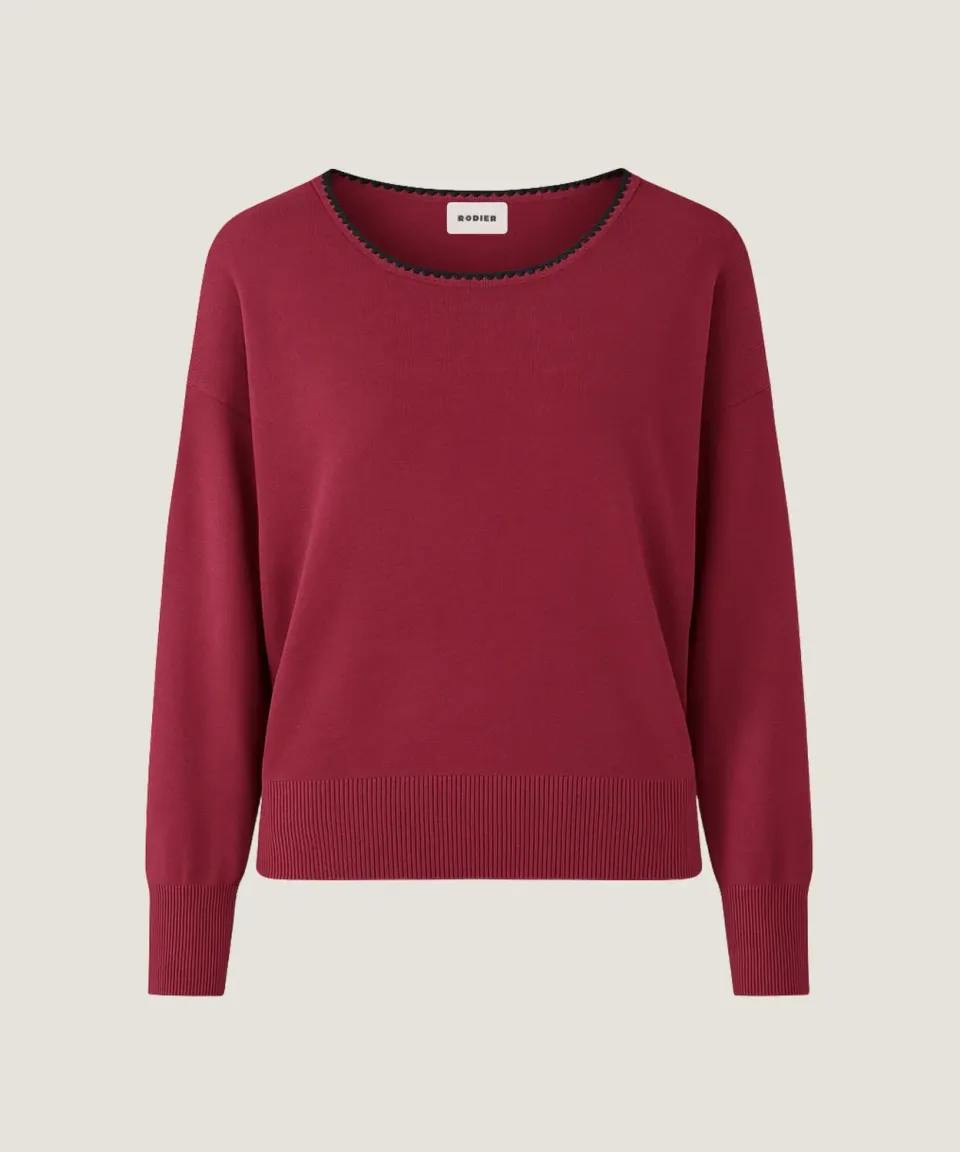 Rodier maglione girocollo maglia fine granata donna