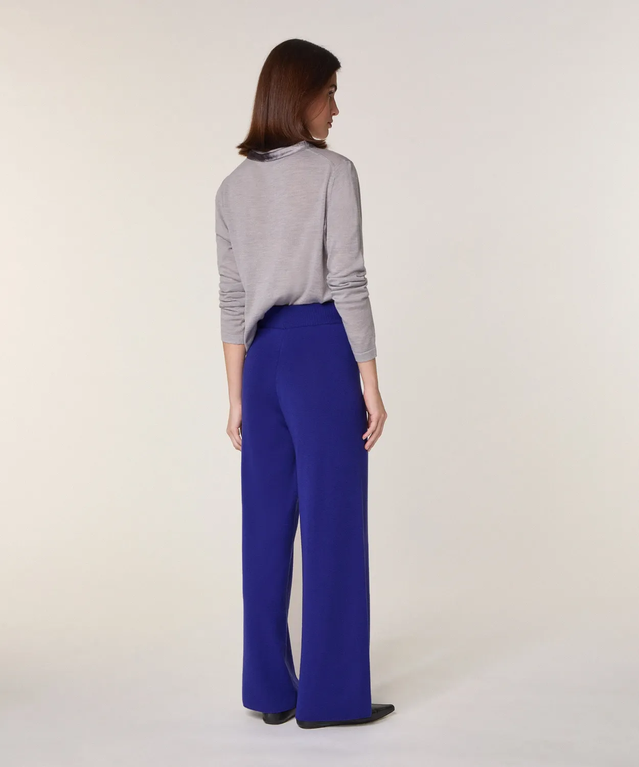 Rodier pantaloni ampi lana merino blu oltremare