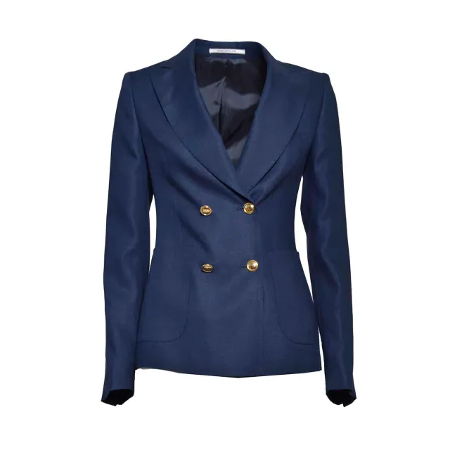 Tagliatore J-Coral blazer doppiopetto blu lino puro Italia