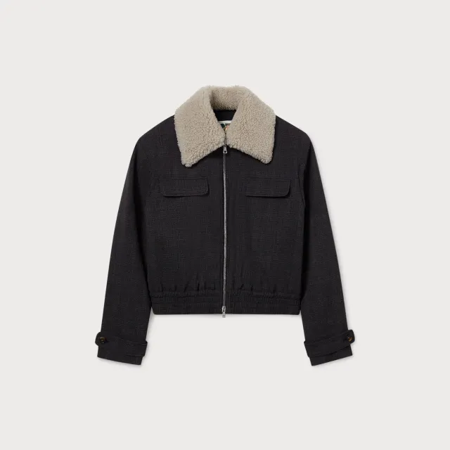 PORTS PW426JSB01 giacca quadri lana 36 collo shearling