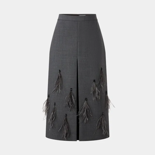 PORTS FW25 gonna grigia piume spacco castlerock