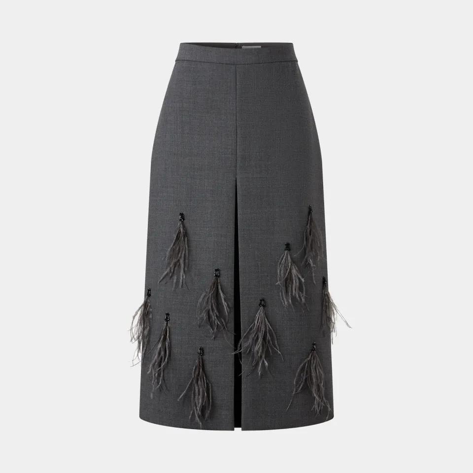 PORTS FW25 gonna grigia piume spacco castlerock