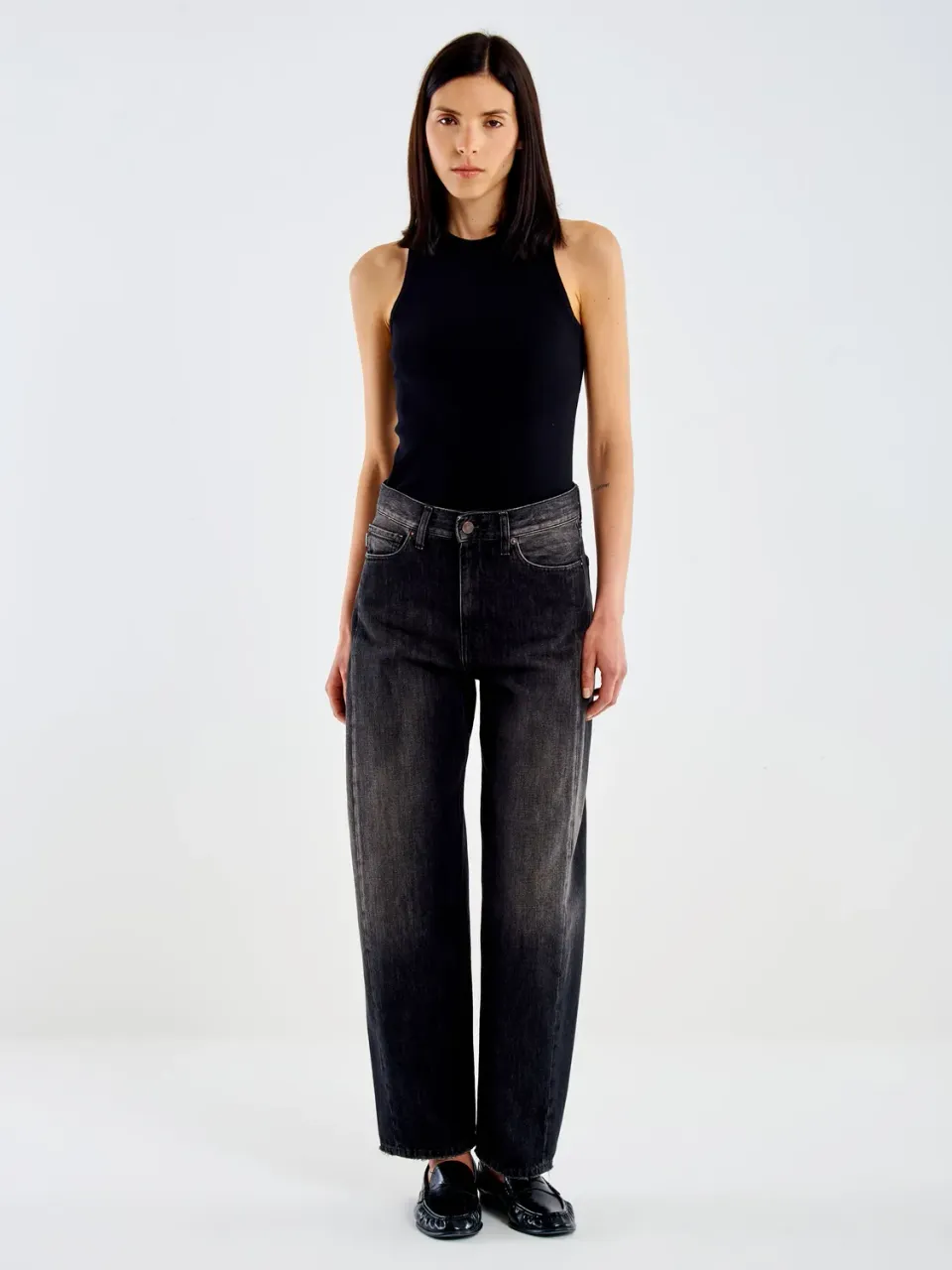 Vicolo Chiara Barrel jeans nero dirty vita media