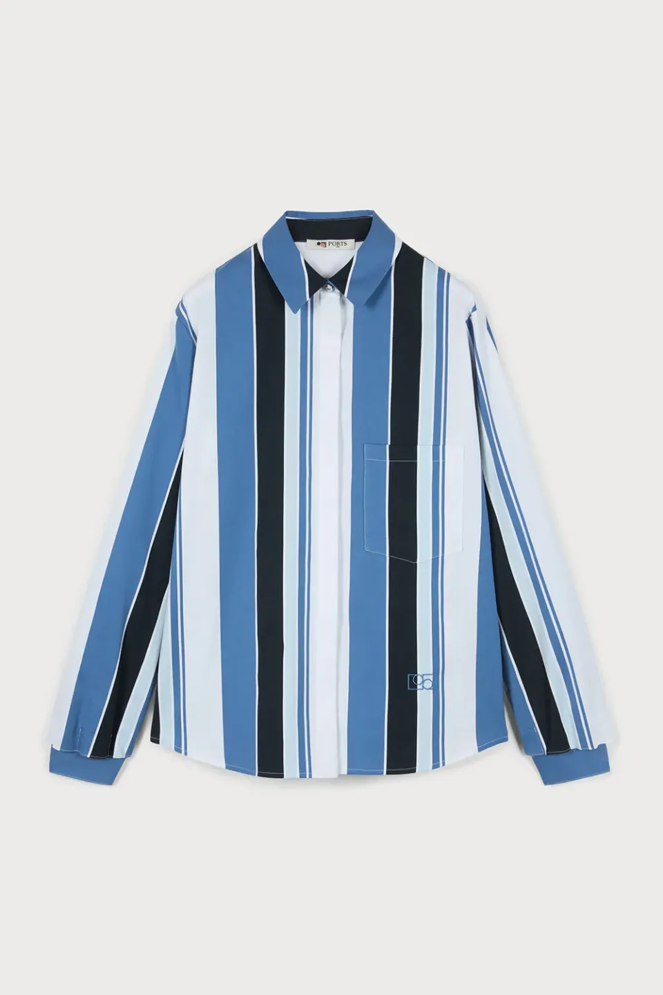 PORTS Rome PW125HLS07 camicia righe blu cosmopolita
