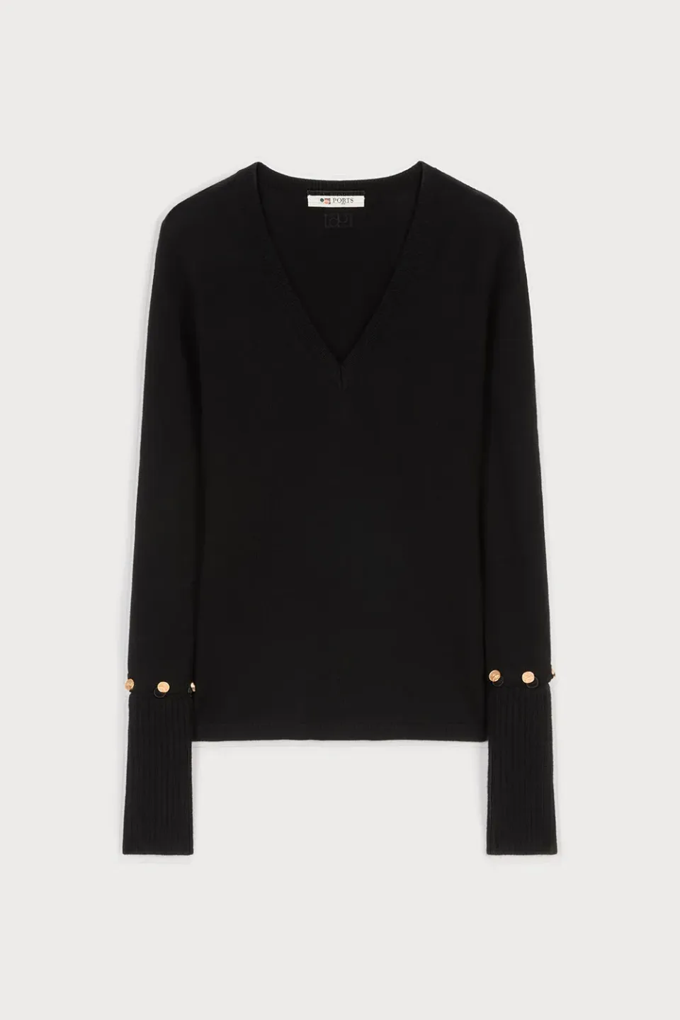 PORTS 1961 PF25 maglia nera maniche staccabili oro