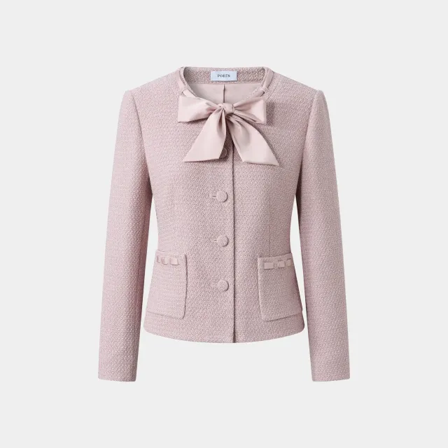 PORTS LQ8K006VXF016 vestito tweed rosa orchid fiocco