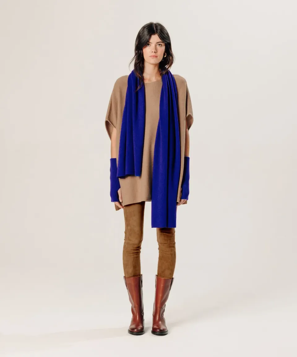 Rodier Poncho Cashmere Donna Cammello 100% Cashmere