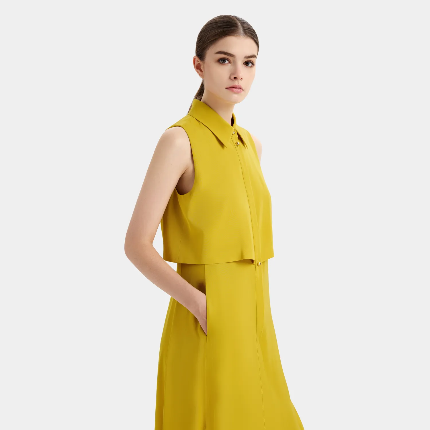 PORTS SS25 vestito giallo Golden Glow con bottoni
