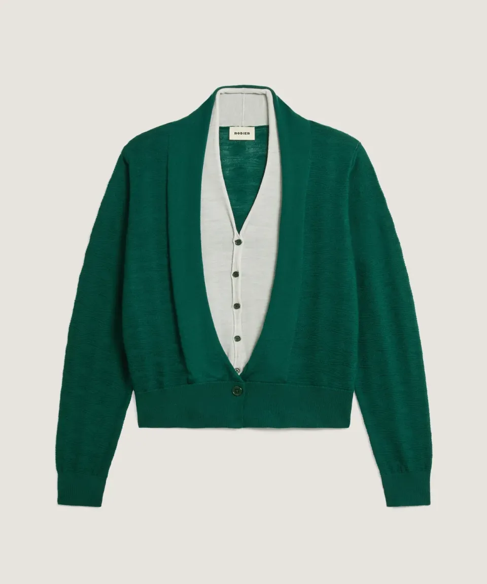 Rodier 2 in 1 gilet lana merino verde inglese