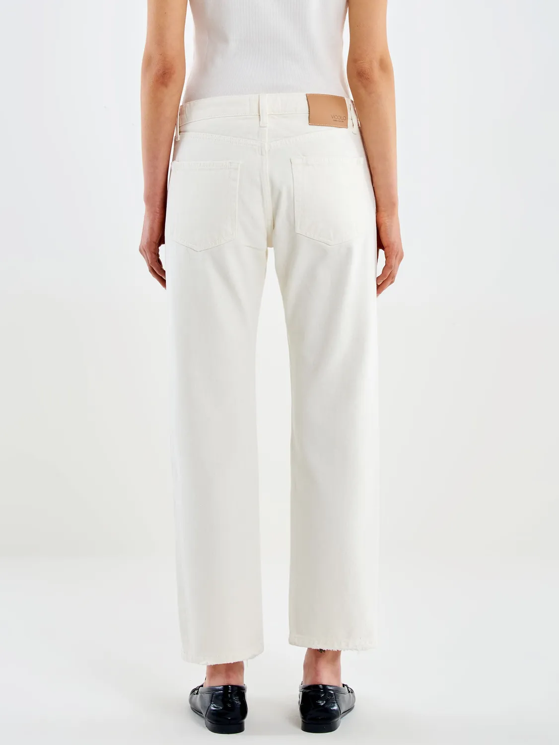 Vicolo Jeans Zoe Bianco Bottoni Gioiello Regular Burro