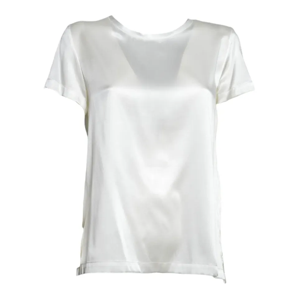 Solotre M1AB0173 T-shirt donna panna in seta
