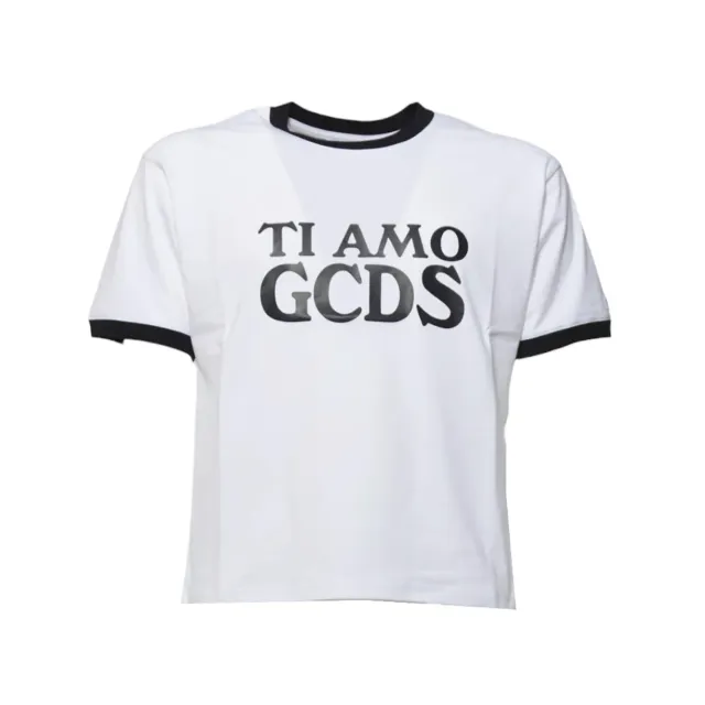 GCDS Ti Amo A2OU2308JG4 t-shirt bianca cropped