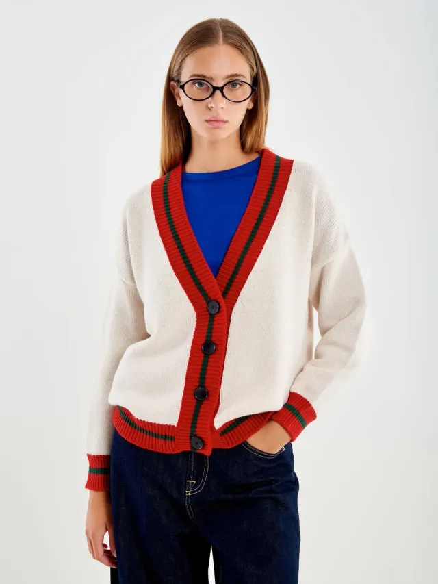 Vicolo Cardigan College beige scollo a V