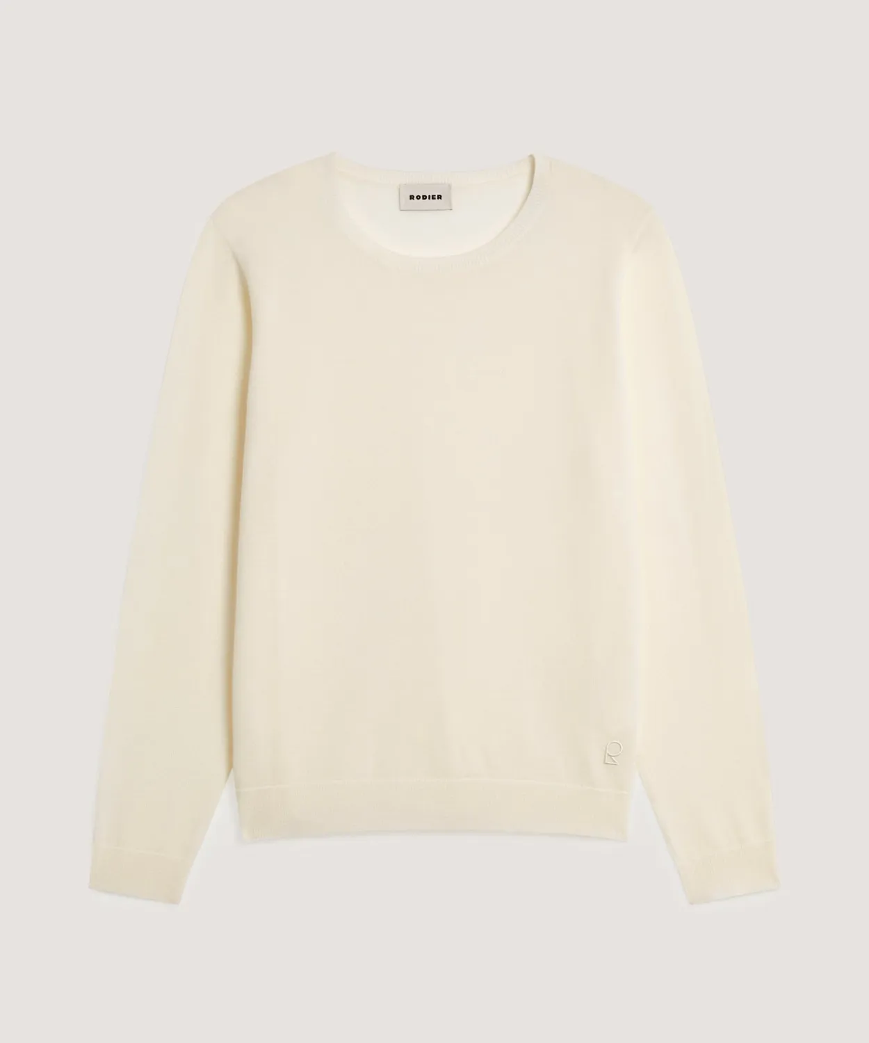 Rodier girocollo maglione in lana merino bianco ecru