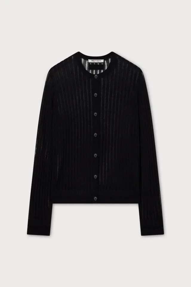 Ports 1961 Black Short Knit Cardigan nero corto righe