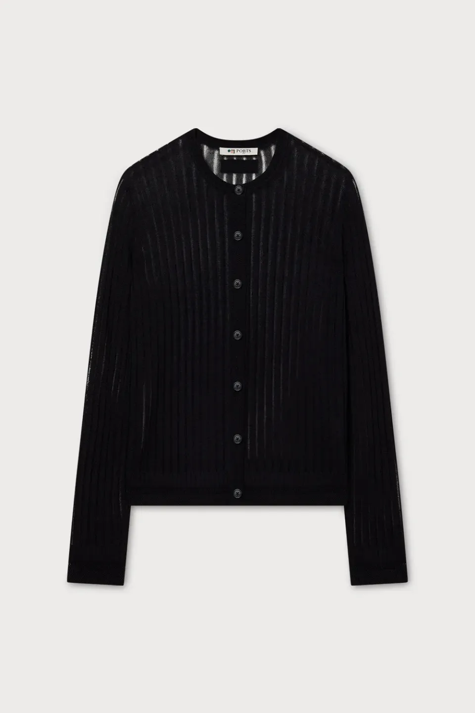Ports 1961 Black Short Knit Cardigan nero corto righe