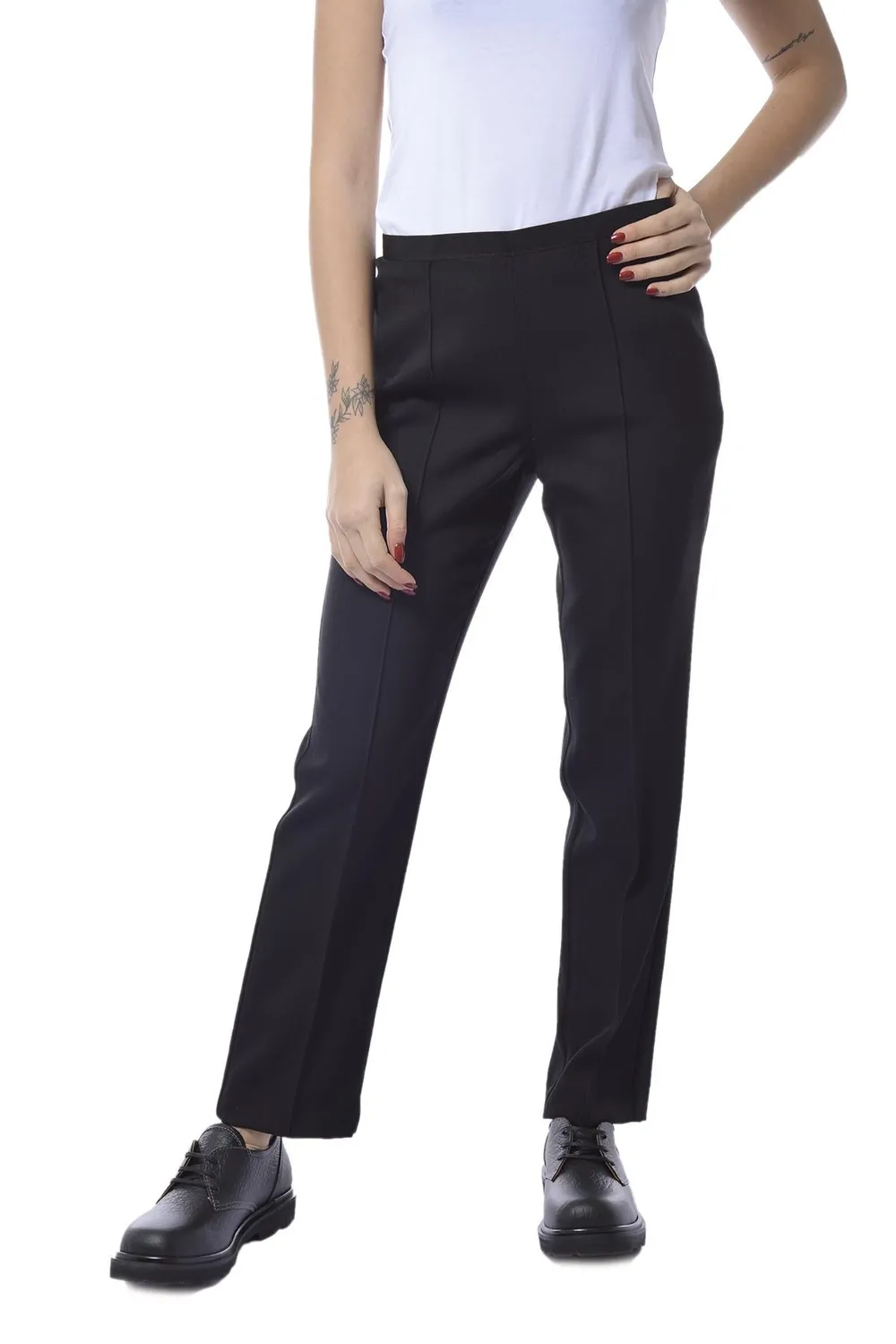 Etro 18857581 pantalone donna nero twill lana a sigaretta
