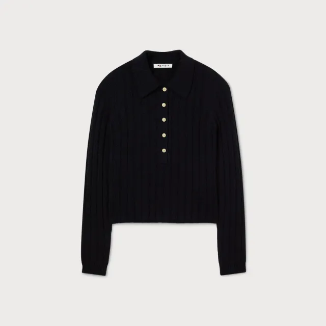 Ports 1961 PW426KFP01 polo lana nera M coste bottoni oro