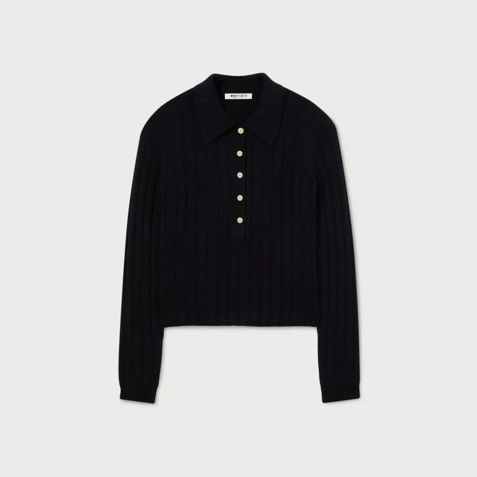 Ports 1961 PW426KFP01 polo lana nera M coste bottoni oro