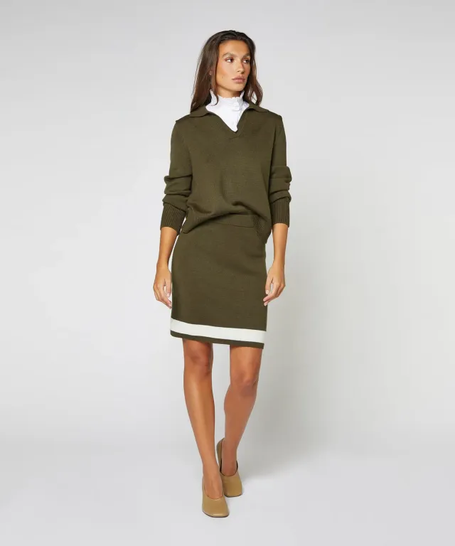 Rodier Gonna Mini Maglia Lana Kaki S-XL
